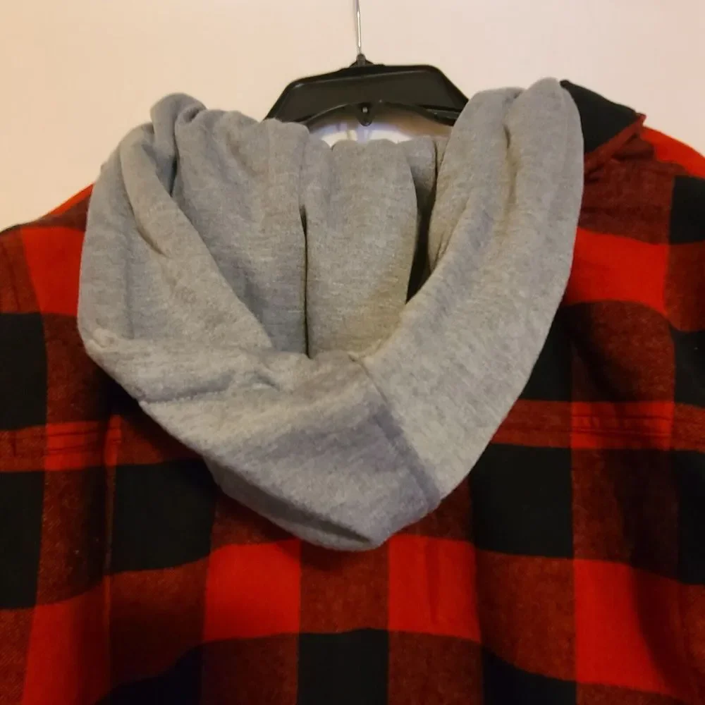 Levi's Mens Plaid Sherpa Lined Hooded‎ Shirt Jacket Small Red Buffalo